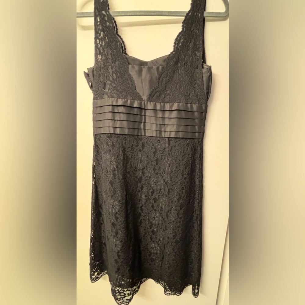 Black lace Odille dress with cummerbund detail